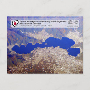Cartão Postal WHS da UNESCO - Fujisan - lago Kawaguchiko - 河 