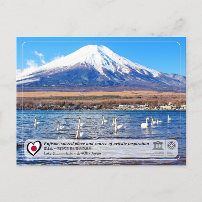 Cartão Postal WHS da UNESCO - Fujisan - Lago Yamanakako - 山 中 湖 (Frente)