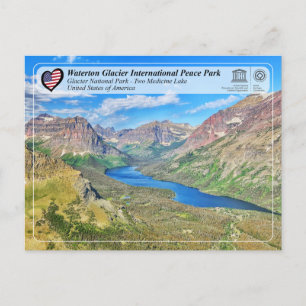 Cartão Postal WHS da UNESCO - Glacier NP - Lago Medicina Postc