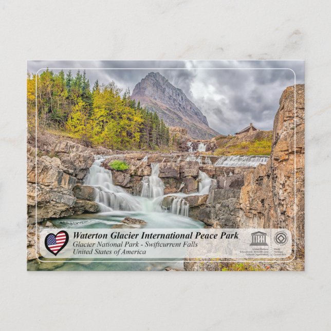 Cartão Postal WHS da UNESCO - Glacier NP - Posto Swiftcurrent Fa (Frente)