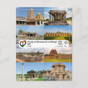 Cartão Postal WHS da UNESCO - Grupo de Monumentos em Hampi