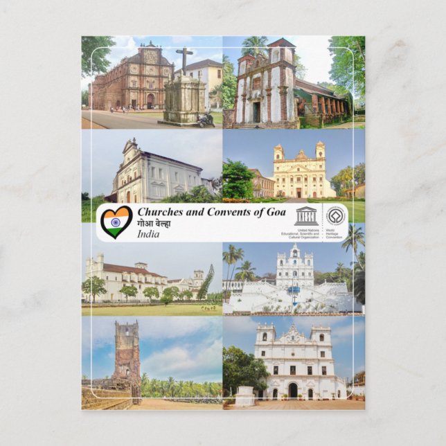 Cartão Postal WHS da UNESCO - Igrejas e Convênios de Goa (Frente)