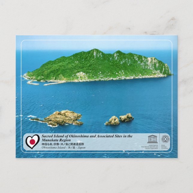 Cartão Postal WHS da UNESCO - Ilha de Okinoshima - 沖 ノ 島 (Frente)