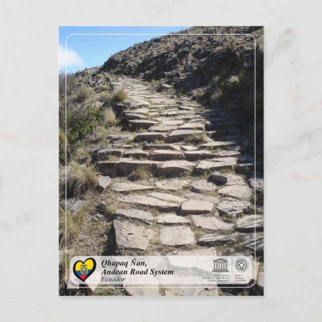 Cartão Postal WHS da UNESCO - Qhapaq Ñan, Sistema de Estradas An (Frente)