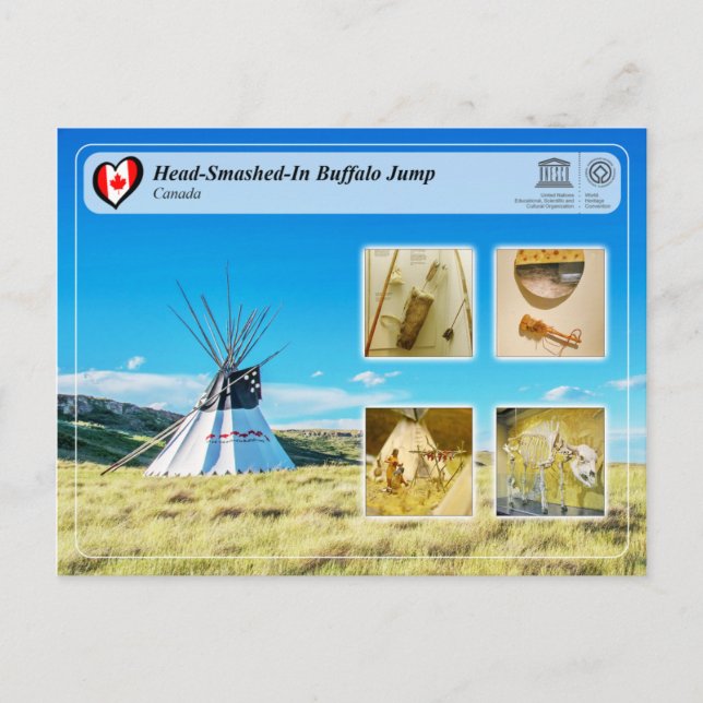 Cartão Postal WHS da UNESCO - Salto de Buffalo com Chumbo (Frente)