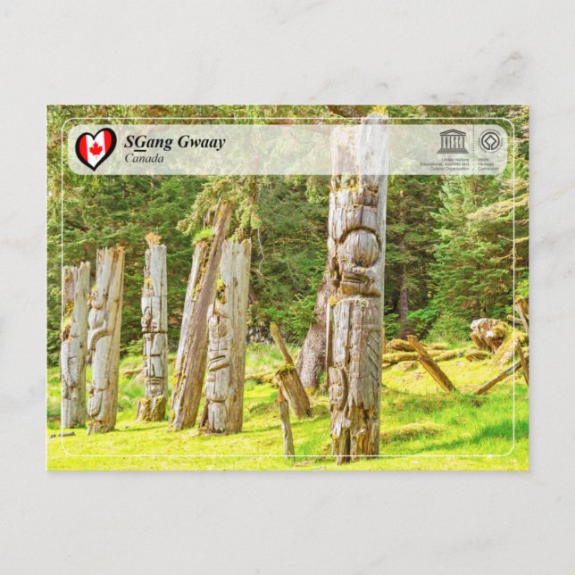 Cartão Postal WHS da UNESCO - SGang Gwaay (Frente)