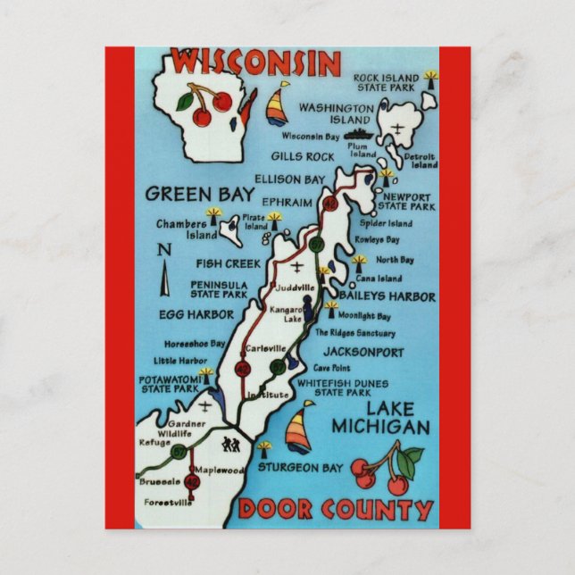 Cartão postal WI de Door County (Frente)