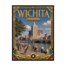 Wichita Kansas Arte Deco Vintage Era de Ouro