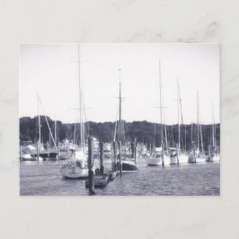 Cartão Postal Wickford Harbor Rhode Island BW impressão de cartã