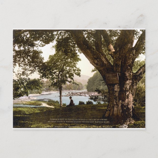 Cartão Postal Wicklow Ireland, Thomas Moore Avoca poema (Frente)