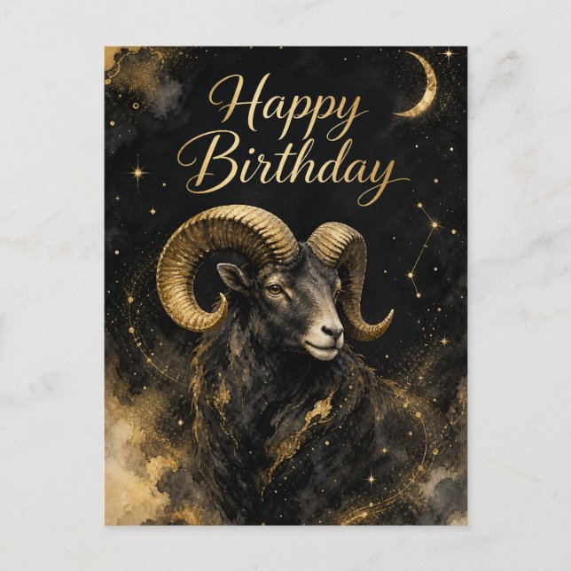 Cartão Postal Widder Happy Birthday Sternzeichen Design (Frente)