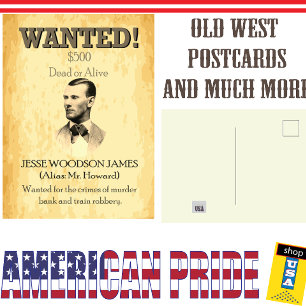 Cartão Postal Wied Outlaw Jesse James Wild West EUA