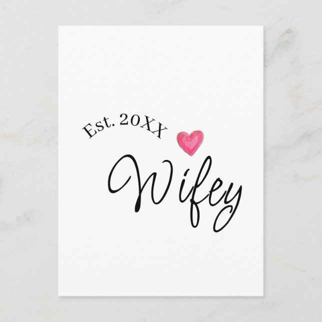 Cartão Postal Wifey red heart est. Year future wife valentine's  (Frente)