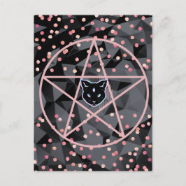 Cartão Postal WiizyWitch Magic Witch Cosmic Cat Pentacle Magick