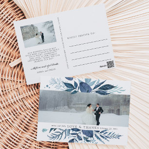 Cartão Postal Wild Azure   Agradecimento de Fotos de Casamento