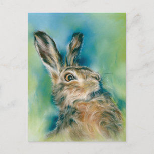 Cartão Postal Wild Hare Exuberance Pastel Art