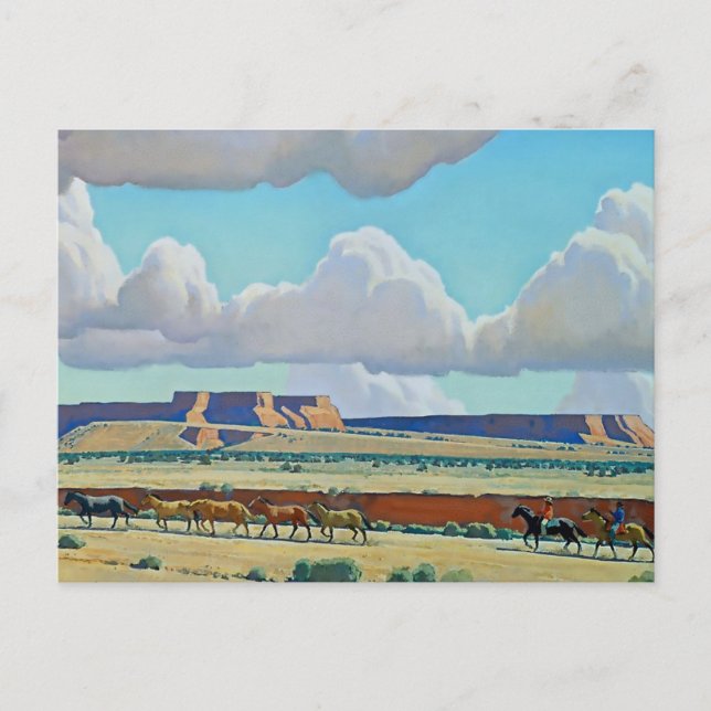Cartão Postal "Wild Land of Navajo", por Maynard Dixon (Frente)
