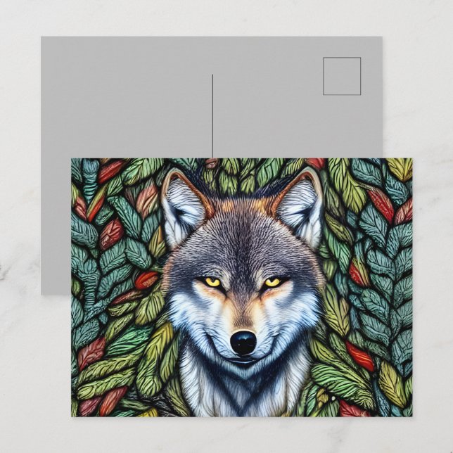 Cartão Postal Wilderness Woodland Predator Wolf (Frente/Verso)