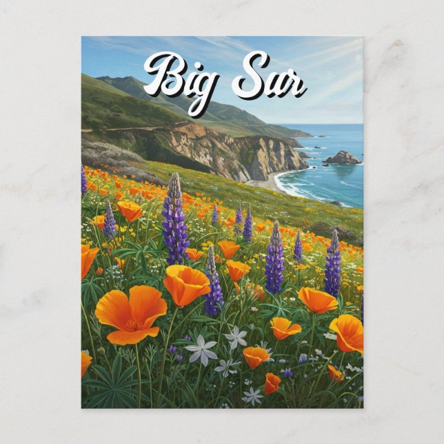 Cartão Postal Wildflower Big Sur California Viagem (Frente)