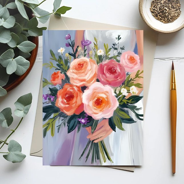 Cartão Postal Wildflower Bridal Bouquet | Floral Wedding Bride (Criador carregado)