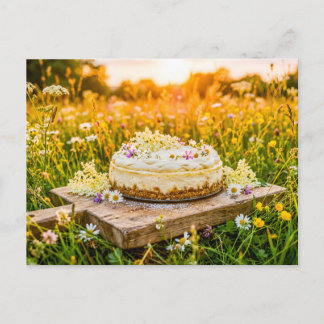 Cartão Postal Wildflower meringue cheesecake in late‑summer mead