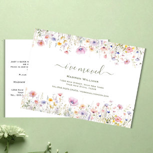Cartão Postal Wildflower Mudei de Endereço Anúncio de Mudança