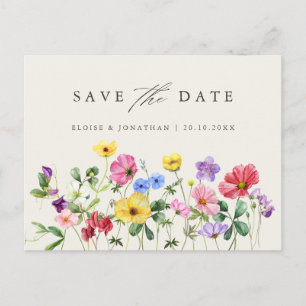 Cartão Postal Wildflower Rustic Chic Floral Boho Salvar Data