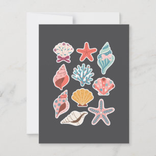Cartão Postal Wildflower Seashell Clam Summer Vibes Floral Beach