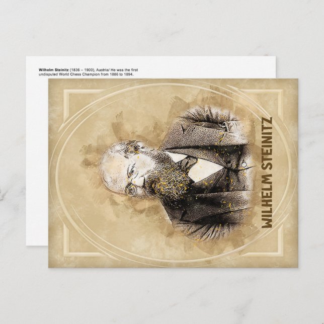 Cartão Postal Wilhelm Steinitz, xadrez (Frente/Verso)