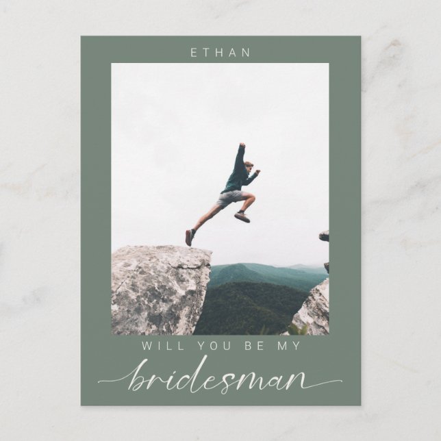 Cartão Postal Will you be my Bridesman Minimalist Photo Modern  (Frente)