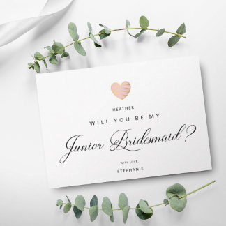 Cartão Postal Will You Be My Junior Bridesmaid Pink Heart