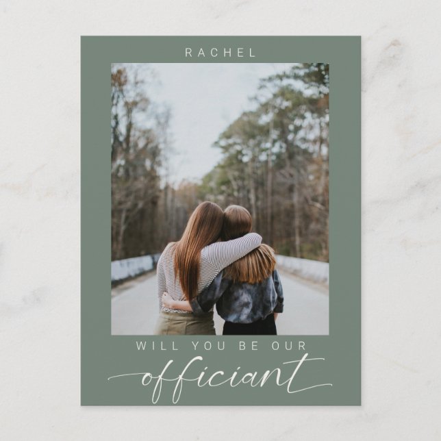 Cartão Postal Will you be my Officiant Minimal Photo Modern (Frente)