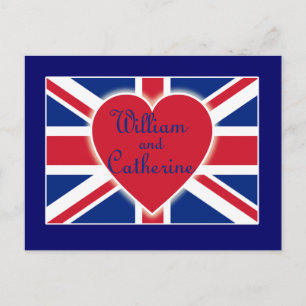 Cartão Postal William and Catherine com Union Jack Products