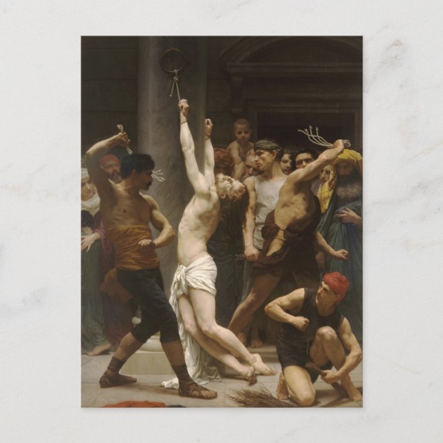 Cartão Postal William Bouguereau - Flagelação do Cristo de Jesus (Frente)
