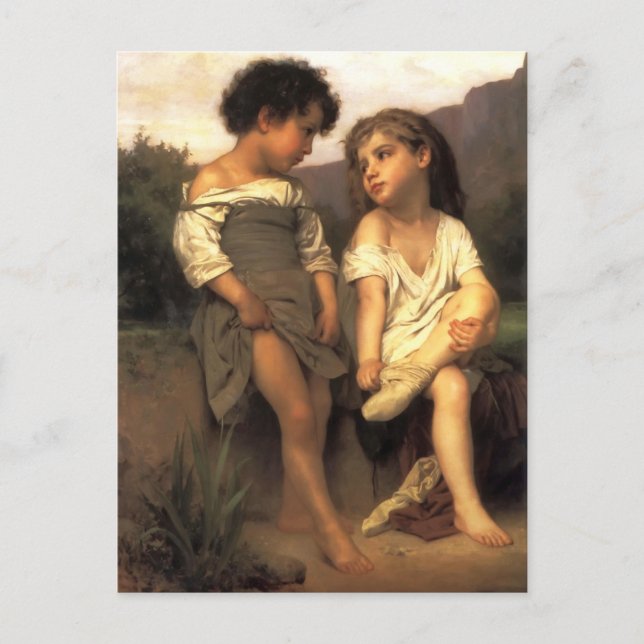 Cartão Postal William Bouguereau - Na borda do Brook (Frente)