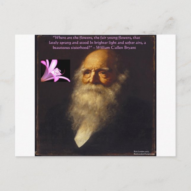 Cartão Postal William Cullen Bryant Flower Poem (Frente)