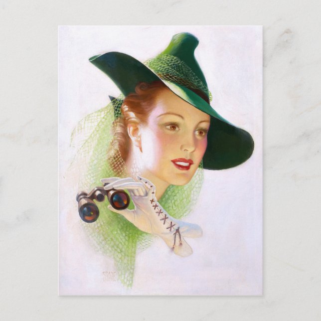 Cartão Postal William Fulton Soare: Mulher com Binocular (Frente)