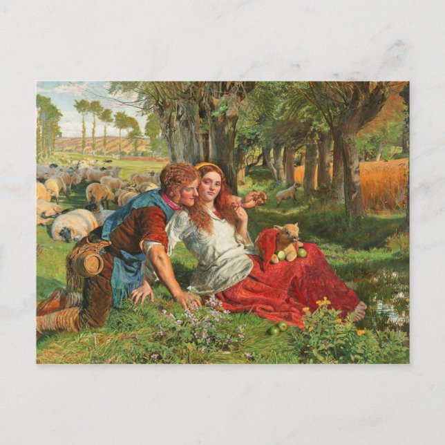 Cartão Postal William Holman Hunt, O Pastor Hireling, Amantes (Frente)