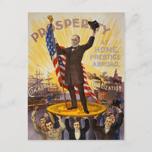 Cartão Postal William McKinley Campaign Poster Dourado Standard (Frente)