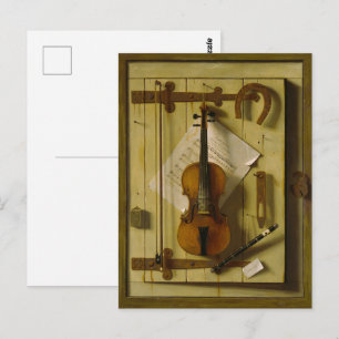Cartão Postal William Michael Harnett Vida Morta com Violino e M