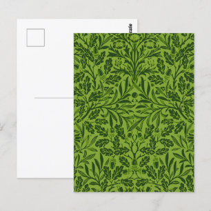 Cartão Postal William Mirrors Acorns & oak deixa o padrão verde