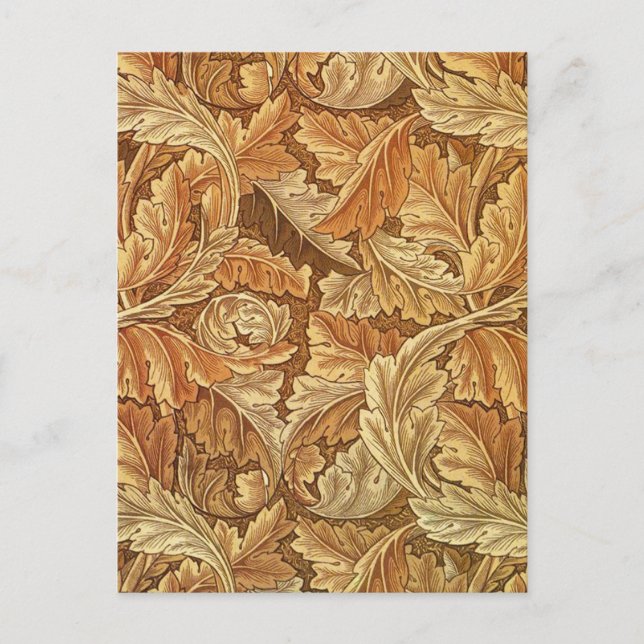 Cartão Postal William Morris Acanthus Brown Autumn Leaves (Frente)