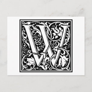 Cartão Postal William Morris Alphabet "W"