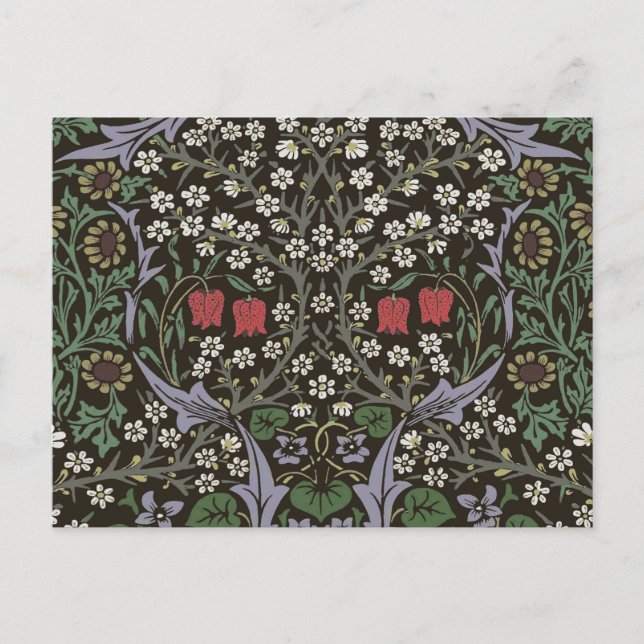 Cartão Postal William Morris Blackthorn Tapeçaria Floral (Frente)