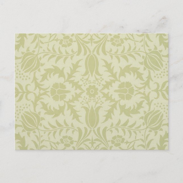 Cartão Postal William Morris Borage vintage verde suave damasco (Frente)