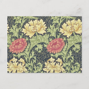 Cartão Postal William Morris Chrysanthemum Vintage Arte Floral