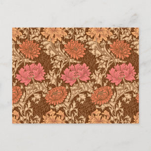 Cartão Postal William Morris Chrysanthemums, Brown and Rust