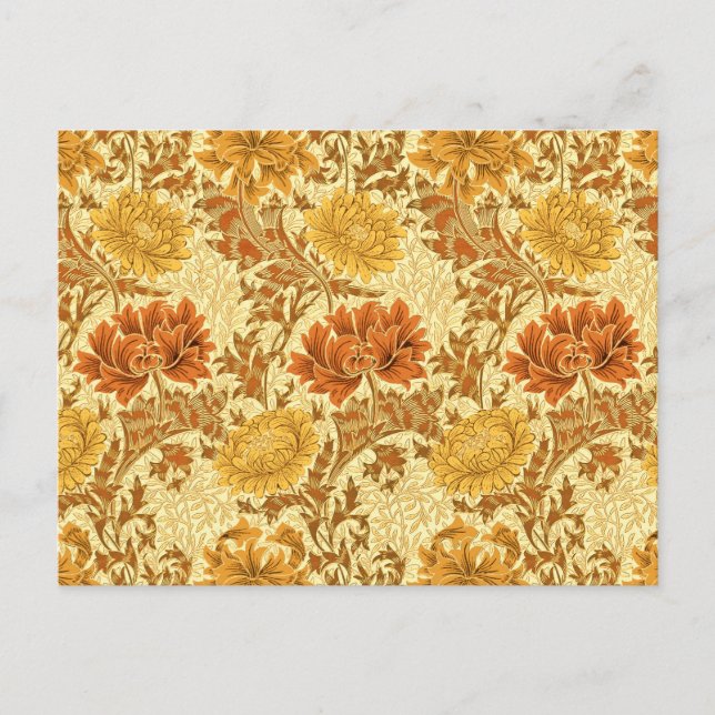Cartão Postal William Morris Chrysanthemums, Mostarda Dourada (Frente)