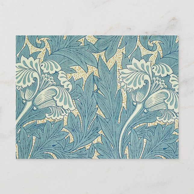 Cartão Postal William Morris Classic Tulip Blue Floral (Frente)