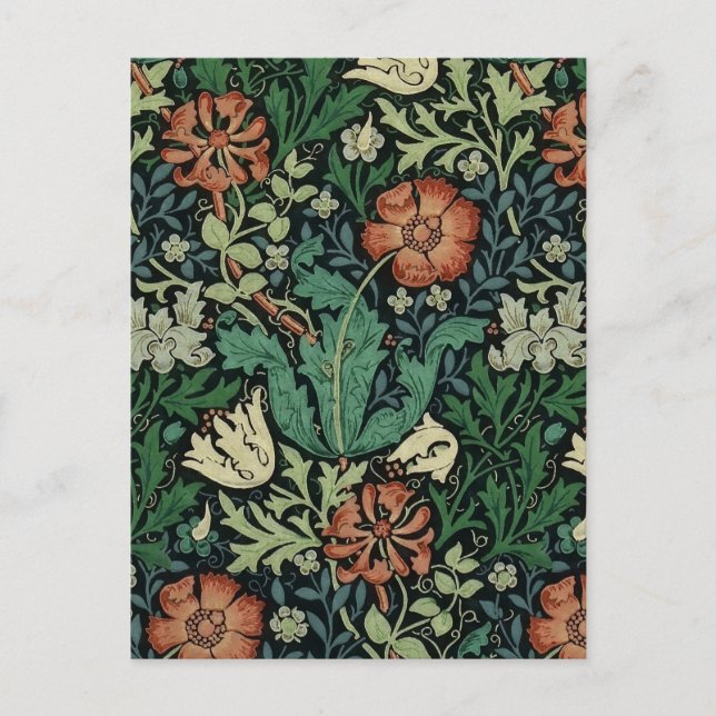 Cartão Postal William Morris Compton Floral Art Nouveau Pattern (Frente)